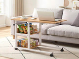 Artiss 3 Tier Adjustable Laptop Desk Tiltable Mobile Side Table Wheels Oak LA-DESK-C-60-2T-WD