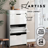 Artiss Shoe Rack Cabinet 24 Pairs White Luna FURNI-L-GS-SHOE02-WH-AB