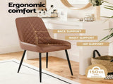 Artiss 4x Dining Chairs Retro PU Leather Kitchen Lounge Cafe Accent Chair Brown DINC-B-B02-BRX4
