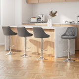 Artiss 4x Bar Stools Leather Padded Gas Lift Grey BA-K-704-GYX4