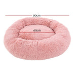 i.Pet Pet Bed Dog Cat 90cm Large Calming Soft Plush Pink PET-BED-D90-PK