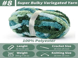 10 Pack Blue White Chunky Chenille Yarn, Super Bulky Variegated Blanket Yarn for Crochet and Hand V1237-MS-724-060