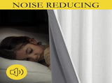 100% Absolutely Blackout Linen Curtains with Thermal Insulated White Liner,Greyish White,52" V1258-DP02-C-1290