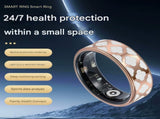 9 Striped Gold Smart Health Ring Tracker with Wireless Charging Case - Titanium Steel Fitness V888-ELOSUNG38731