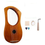 7 String Lyre Harp Wood String Instrument with Carry Bag Style B V1192-AZ-W-17846