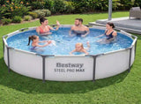 Bestway 305CM Swimming Pools Steel Above Ground Round Backyard Pool Set White BW-POOL-R-305-56407