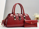 Blue Women'S Handbag Croc-Embossed Handbag Patent Leather Handbag Women'S - Black - Size 29-13-21 V1347-945-63062-BLK-29-13-21