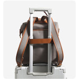 Retro Nylon Backpack PU Leather Color-Block / Packable & Lightweight / 14-inch Laptop Compartment / V1232-TQDNB-002