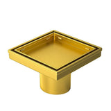 15x15cm Square Shower Drain with Removable Tile Insert Grate Brushed Gold 304SS, CUPC Certified V63-955541