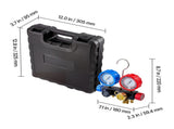 AC Manifold Gauge Set for R134a R404A R1234yf R22 Refrigerant, 4 Way AC Gauge with 1.5m Hoses, V952-JXLMB4TLDSTXOAEMC001V0