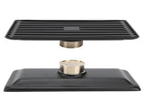 Black Floor Drain with Removable Cover Stainless Steel Bathroom Kitchen Accessory 10x20cm V1294-YM0901-3112210035211