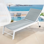 Gardeon Sun Lounger Chaise Lounge Wheels Patio Furniture Outdoor Setting White FF-LOUNGE-ALU-WH