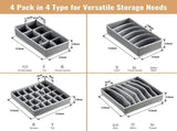4 Pack Drawer Organizer Foldable Oxford Fabric Closet Storage Bins With Compartments For Underwear V1237-ZY-807-312
