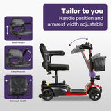 EQUIPMED FreeLite Mid-Sized Foldable Electric Mobility Scooter, Lithium Battery, Long Range and V219-HMBMSCEQ4LRA