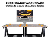 BAUMR-AG Portable Multifunction Workbench, 2-in-1 Worktable and Sawhorse, Height Adjustable, V219-TOLWKBBM85MA