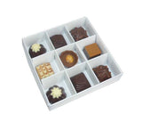 100 Pack of White Card Chocolate Sweet Soap Product Retail Gift Box - 9 bay 4x4x3cm Compartments V382-100CHOC9BAY
