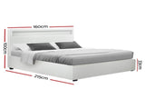 Artiss Bed Frame Queen Size LED Gas Lift White COLE BFRAME-E-COLE-Q-WH-ABC
