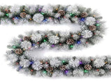 Christabelle 2.74m Alpine Snow Christmas Garland Pre Lit Multi Function LED Timer Flocked Pine 112_WFLAS274