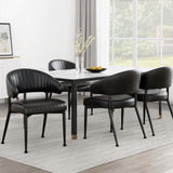 Artiss Dining Chairs Set of 4 Leather Hollow Armchair Black DINING-B-C01-PU-BKX4