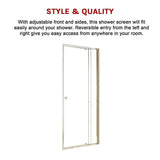 Adjustable Semi Frameless Shower Screen 82-90cm x 195cm With Gold Hardware & No Side Return For V63-958091