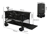 Lambu Folding Wagon Cart Double Shelves UM1259-BK
