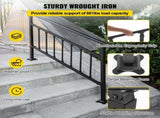 Iron Handrail Stair Railing Hand Rail Kit 1-4 Steps Outdoor Black w/ Bars V952-TZFGZXSLZFSD4JWFNV0