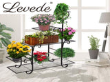 Levede Plant Stand Outdoor Indoor Metal Black UM1182-BK