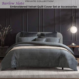 Private Collection Barlow Slate Embroidered Velvet Quilt Cover Set Queen V442-LED-QUILTCS-BARLOW-SLATE-QS