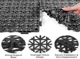 Modular Interlocking Cushion 6 Pack 11.8" x 11.8" Rubber Floor Tiles Non-Slip Splicing Drainage Mats V1370-AZ4-06336