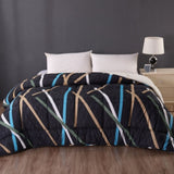 Ramesses Line 1 Pc Printed Sherpa Comforter Queen V442-KIT-COMFORTER-1PCLINE-BLACK-QS