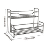 Stainless Steel Two Layers Storage Shelf Kitchen Spice Rack Bathroom Cosmetics Mouthwash Cup V1161-101216