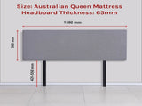 Linen Fabric Queen Bed Deluxe Headboard Bedhead - Slate Ash V63-839551