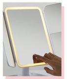 Elegant Tri-Fold Shell LED Vanity Mirror - Smart Makeup Gift with Storage & Illumination V888-ELOSUNG18334