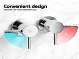 Cefito 4.5" Handheld Shower Head Round with Wall Twin Swivel Bathroom Tap Silver SHOWER-A4-RO-SI-TAP-RO