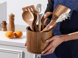 1 Piece Wooden Cutlery Holder 360 Degree Rotating Holds 10 to 15 Pieces, 15 cm V1237-ZY-818-245