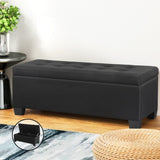 Artiss Storage Ottoman Blanket Box 97cm Linen Black OTM-L2-LINEN-BLACK