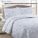 Jane Barrington Grey & White Lightly Quilted Jacquard Reversible Coverlet Set Queen V442-IDC-COVERLETS-JACQUARD-GREY-QS