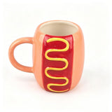 Hot Dog Shaped Ceramic Coffee Mug,Novelty 3D Realistic Food Drinkware with Comfort Grip Handle,Fun V1369-AZ3-W-14909