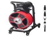 Drain Cleaner Machine 15m x 13mm, Manual Feed Sewer Snake Auger on Wheels - with 4 Cutters & V952-SDJJKLSGDSTJWGUIY002V3