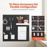 VEVOR Pegboard Combination Kit 280 x 280 mm Plastic Pegboard 4 Panels Black V952-GJGBHSSL11111EGUEV0