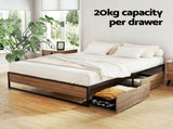 Artiss Bed Frame Metal Frame Double Size Bed Base 2 Drawers OSLO MBED-C-OSLO-D-DRAW