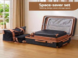 Wanderlite 5pcs Luggage Suitcase Set Trolley Travel TSA Lightweight Hard Case Black Brown LUG-ABS-DB-5SET-BKBR