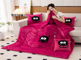 Rose Red Padded and Thickened Elf 2-in-1 Foldable Car Pillow Blanket - Cozy 40x40cm Pillow, Unfolds V888-ELOSUNG33404