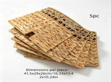 Handwoven Christmas Tree Skirt, Straw Plastic Rattan Design, Easy Wrap Half-Split Structure, Flat V1369-AZ3-W-15362