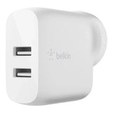Belkin BoostCharge Dual USB-A Wall Charger 24W - White , Safe & V1202-V2-MPA-BK-WC-24WWHT