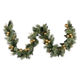 Christabelle 2.7m Christmas Garland with Gold Baubles and LED Lights Mantle Decoration Ornament 112_SENG274