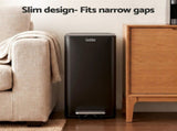 Cefito 15L Pedal Rubbish Bin Slim Carbon Steel Garbage Bin for Home Black RB-15L-1C-BK