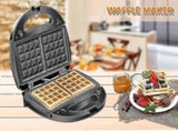 Waffle & Sandwich Maker - 2-in-1 Waffle Iron Panini Press Toaster Breakfast Machine V1263-JX-4467
