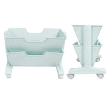 Double Layer Movable Deskside Bookshelf Removable Small Bookcase Dormitory Organize Trolley Shelf V1294-YM0706-3116230011413