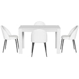 1 Artiss Dining Table and 4 Chairs Set White Sherpa DSET-120WH-VEL150-WHX4